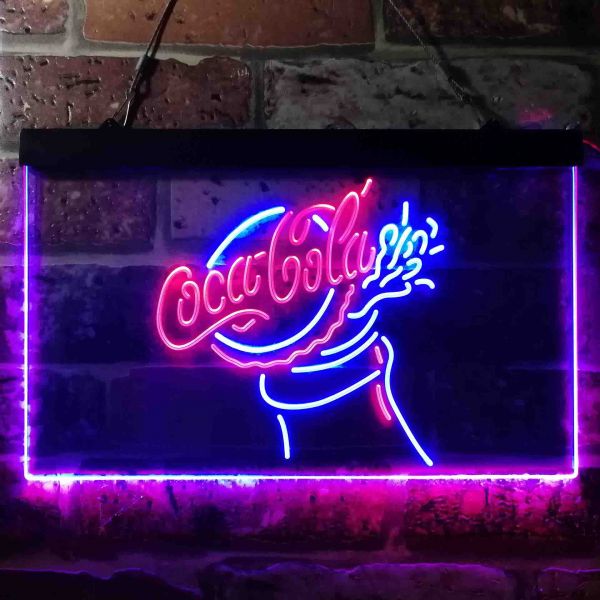 Coca-Cola Bottle Open Dual LED Neon Light Sign